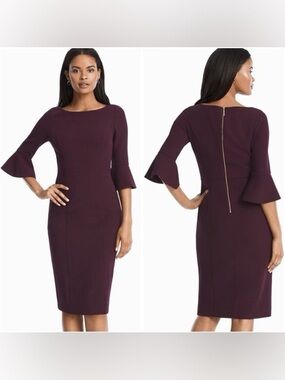 NWT $160 White House Black Market Body Perfecting Ruffle Sleeve Sheath Dress 4